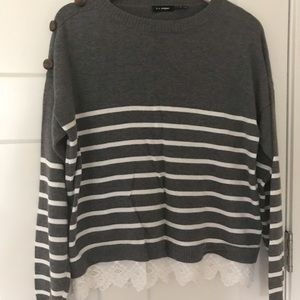 Blu Pepper brand Striped Cardigan (lace detailing)